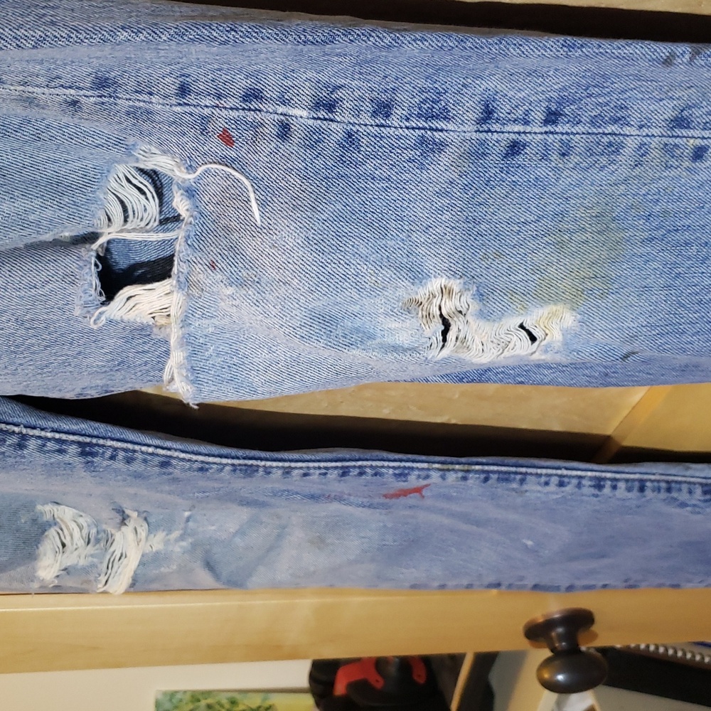 😎🤩Levi's Blue Straight Jeans with Vintage Distressing - Picture 4 of 12